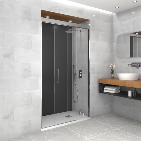 Mampara de ducha Trio fijo y 2 correderas