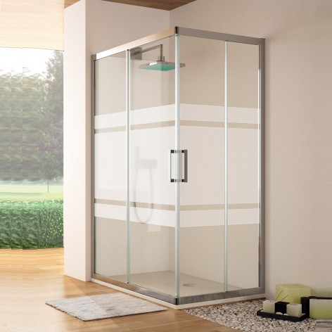 Mampara de ducha Serie 300 Angular Vértice decorado bali Mampara de ducha Serie 300 Angular Vértice decorado bali