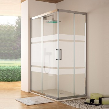 Mampara de ducha Serie 300 Angular Vértice decorado bali