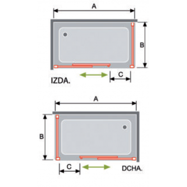 Mampara de ducha Luka fijo y corredera lateral fijo