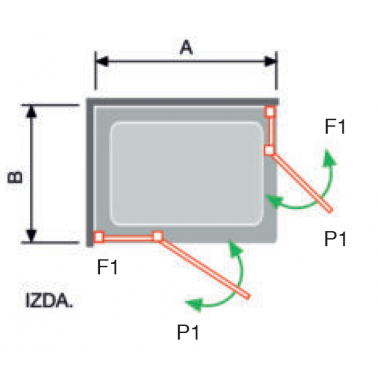 Mampara de ducha Nardi 2 fijos y 2 abatibles angular