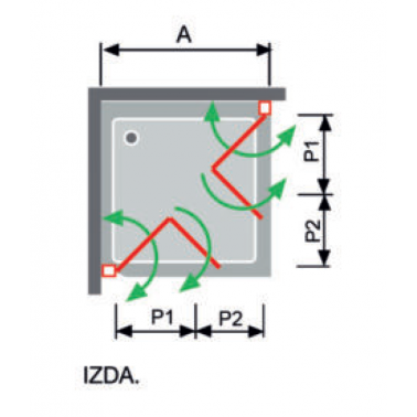 Mampara de ducha Nardi plegable y abatible con fijo