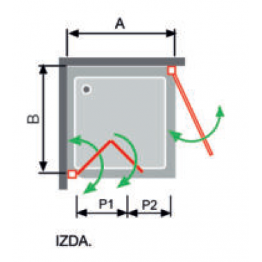 Mampara de ducha Nardi angular vértice plegable y abatible negro