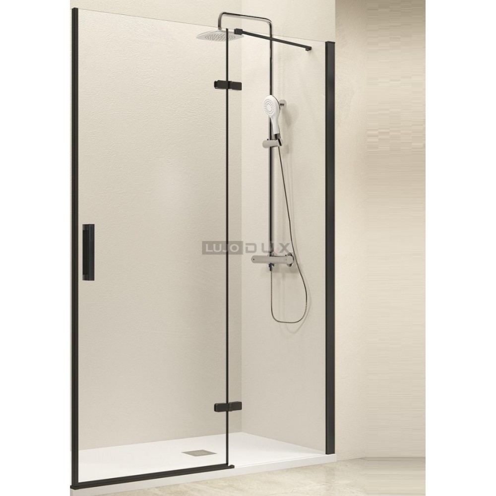 Mampara de ducha Nardi fijo y puerta abatible negro mate